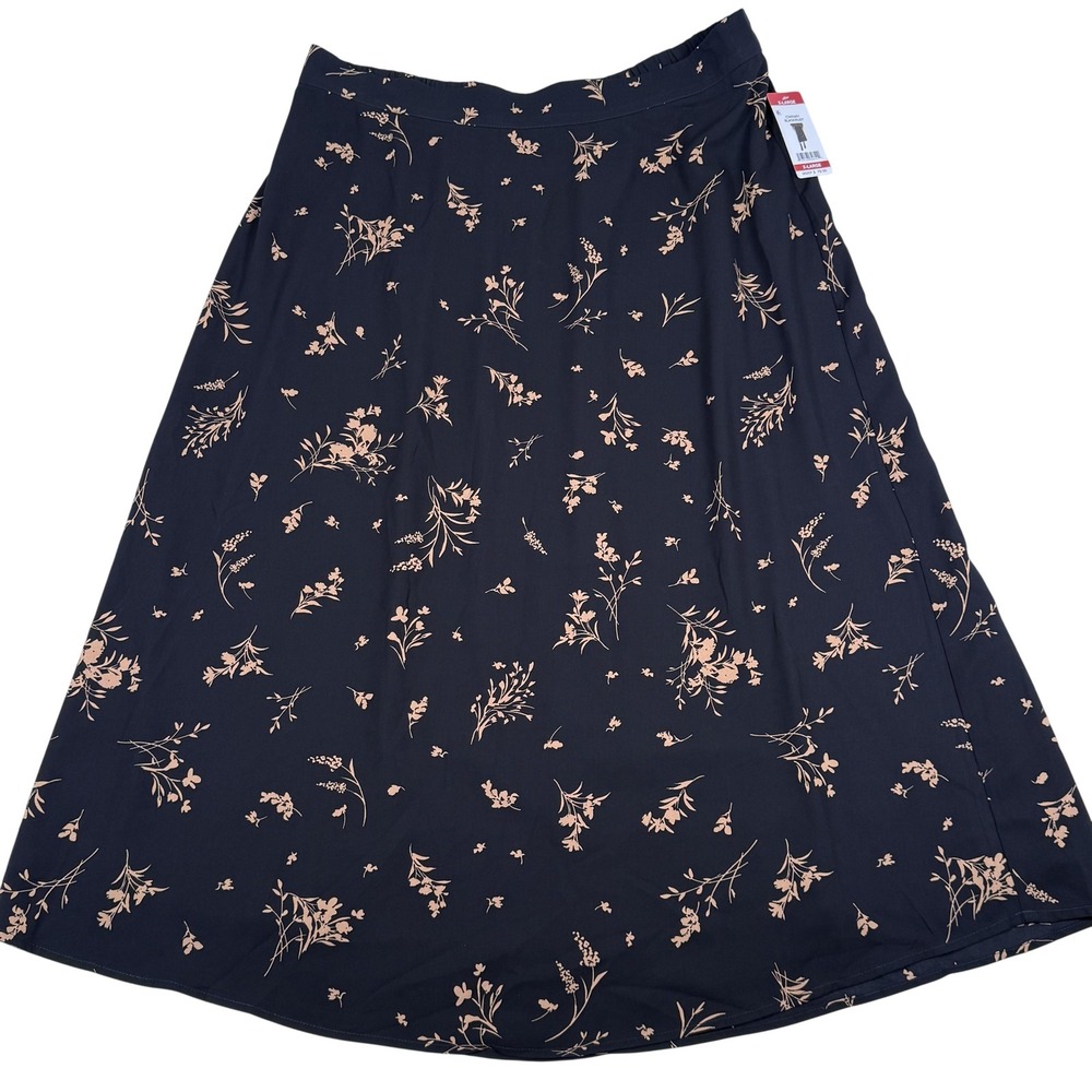 Vince Camuto Midi Long Skirt XL Floral A-Line Elastic Waist Office Career Work